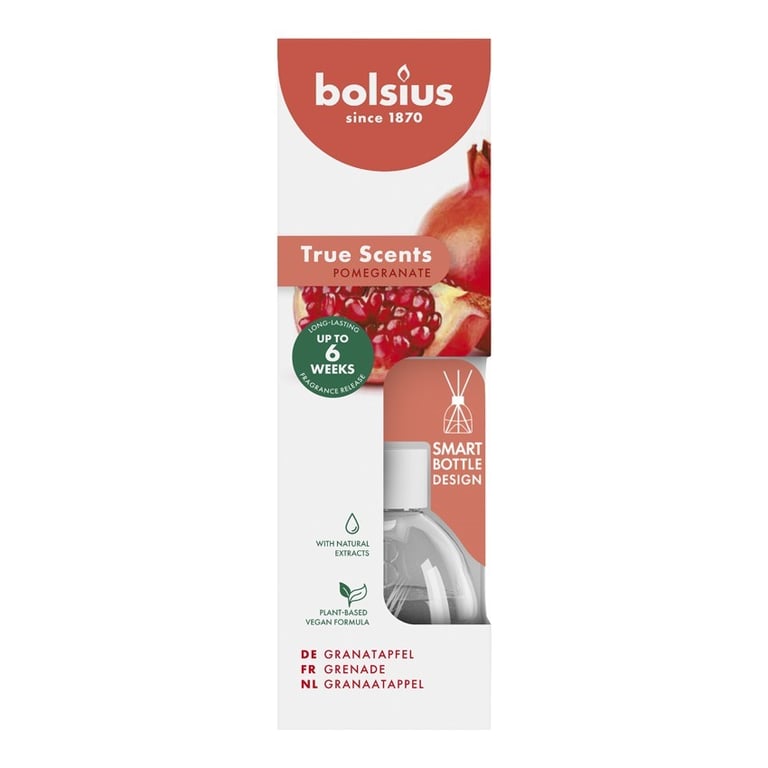 Bolsius True Scents 60ml Pomegranate Fragrance Diffuser - Long Lasting Home Scent