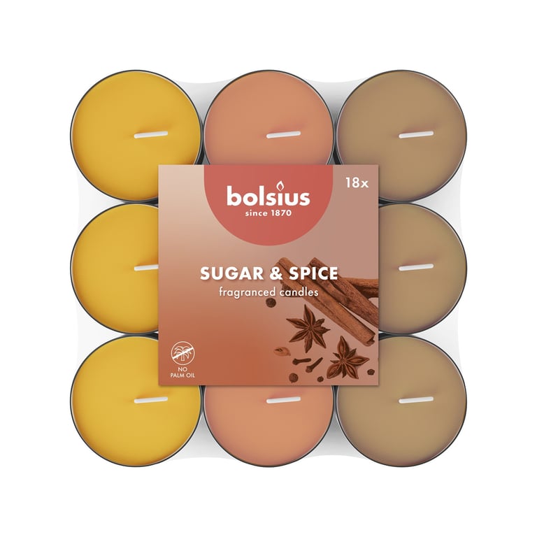 Sugar & Spice Multi Colour Fragrance Tealights - Pack of 18 Scented Tea Light Candles for Home Decor Aroma Therapy