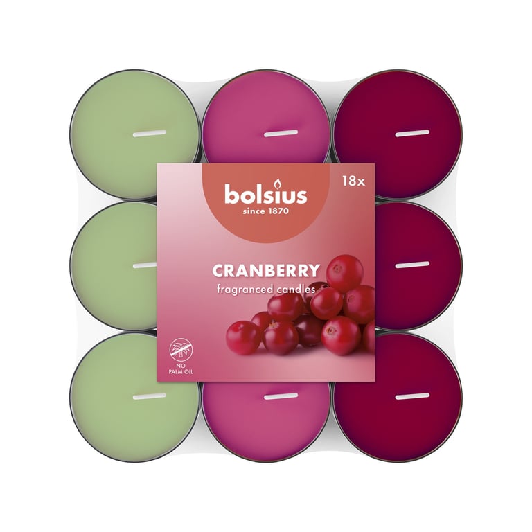 Cranberry Fragrance Multi Colour Tealights - Set of 18 Scented Candles for Home Decor