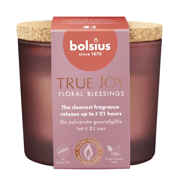 True Joy Floral Blessings Glass Candle - Home Fragrance Gift or Decor