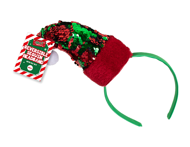 Reversible Sequin Elf Costume Hat Headband - Festive Party Accessory