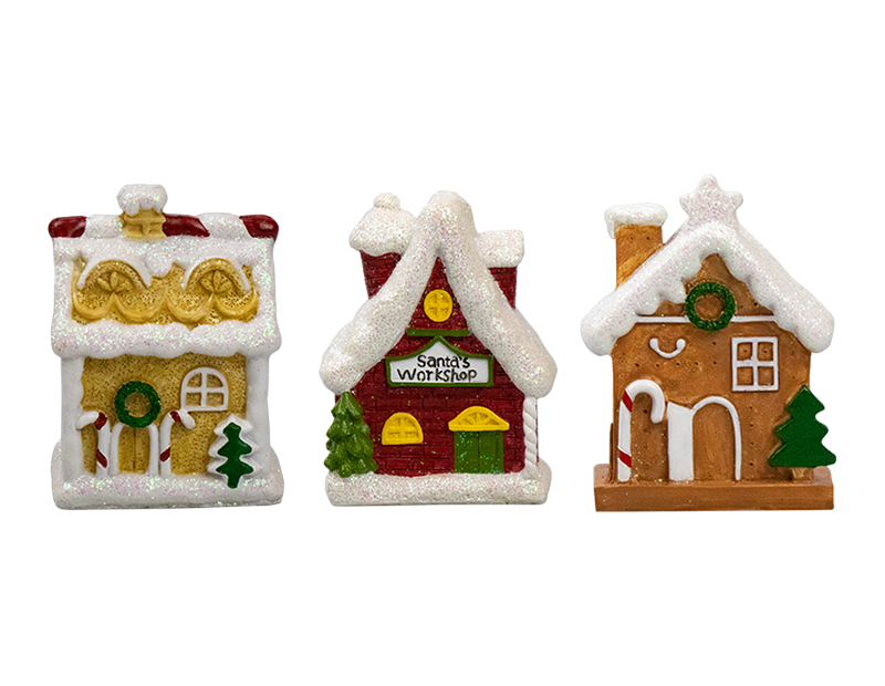 Glittery House Ornaments - Assorted Holiday Decorations and Party Supplies