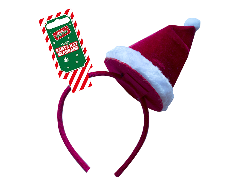 Velvet Santa Hat Headband - Festive Holiday Accessory for Adults & Kids