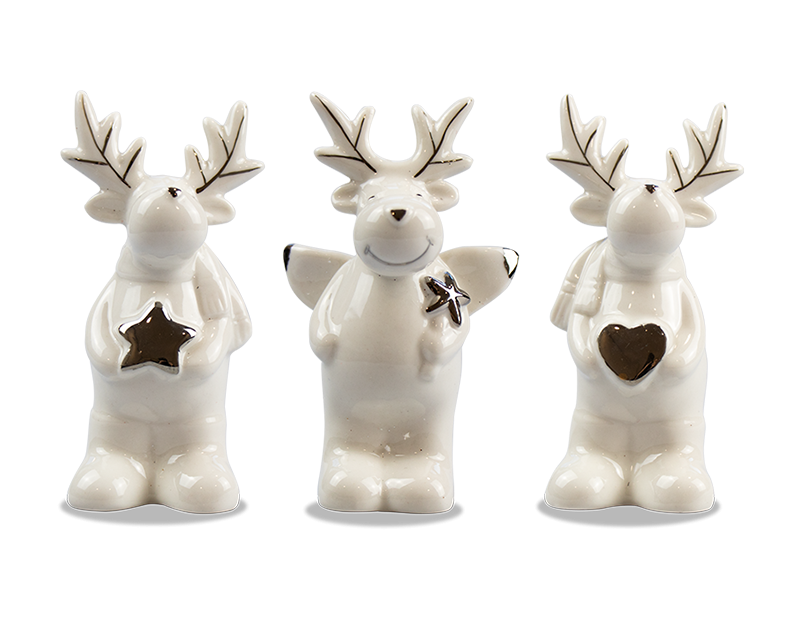 Ceramic Reindeer Ornaments - Assorted Home Decor Christmas Decoration