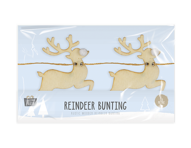 Wooden Reindeer Bunting - Christmas Decoration for Home Decor