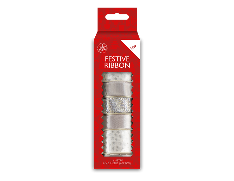 Christmas Ribbon 8-Pack - Holiday Accents for Home Decor and Crafting
