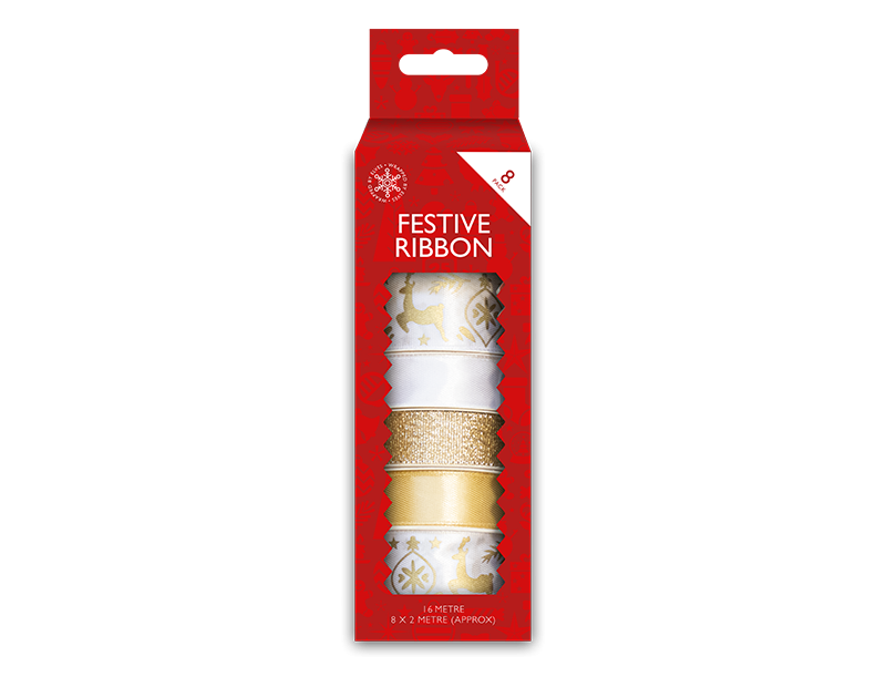 Christmas Ribbon 8-Pack - Holiday Accents for Home Decor and Crafting