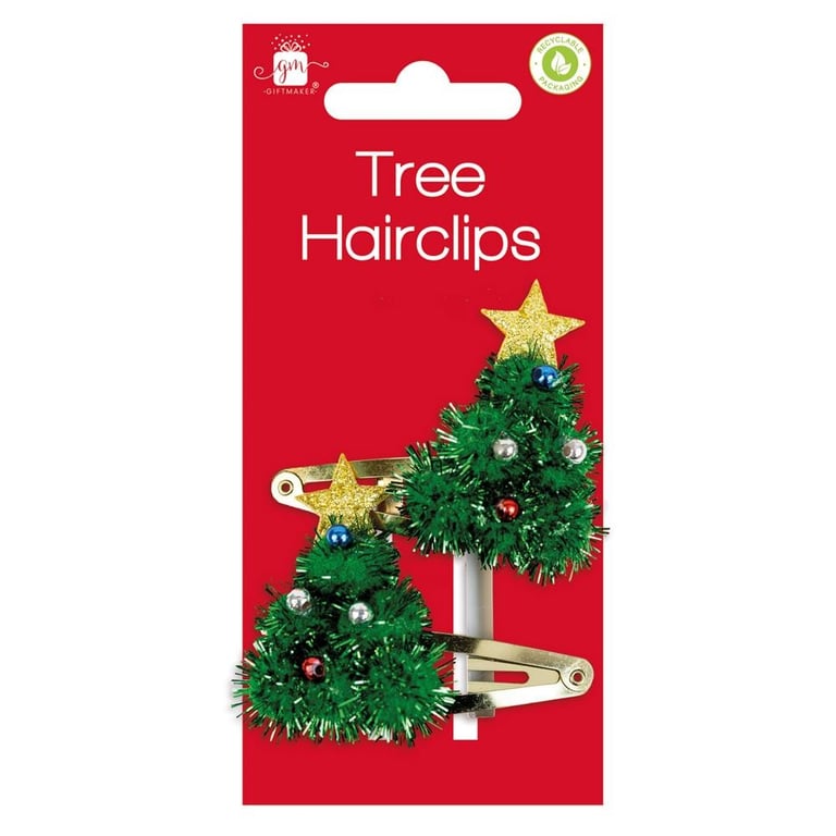 Christmas Tree Hair Clips - Festive Holiday Headpiece Accessory