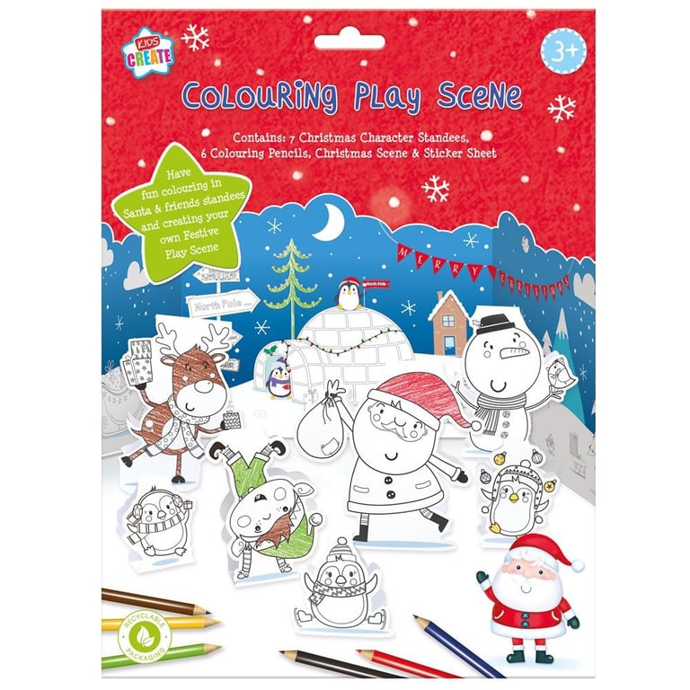 Christmas Colouring Play Scene - Festive Holiday Coloring Book for Kids with Christmas Activities and Color by Number Fun
