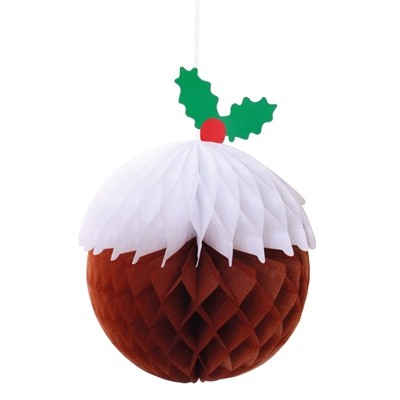 Honeycomb Christmas Pudding Decorations - Festive Holiday Tableware Ornaments (3 Pack)