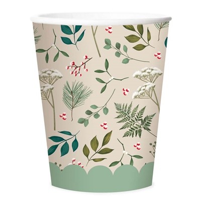 Traditional Christmas Paper Cups 8 Pack - Festive Holiday Drinking Cups