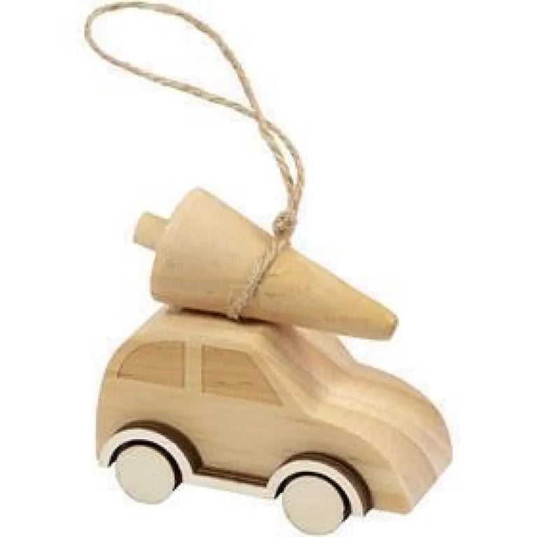 Wooden Christmas Tree Car - Holiday Seasonal Decor Toy