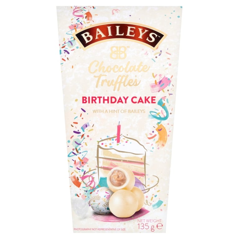 Baileys Chocolate Truffles Birthday Cake 135g - Rich Chocolate Flavored Cake Infused with Baileys Truffle Filling