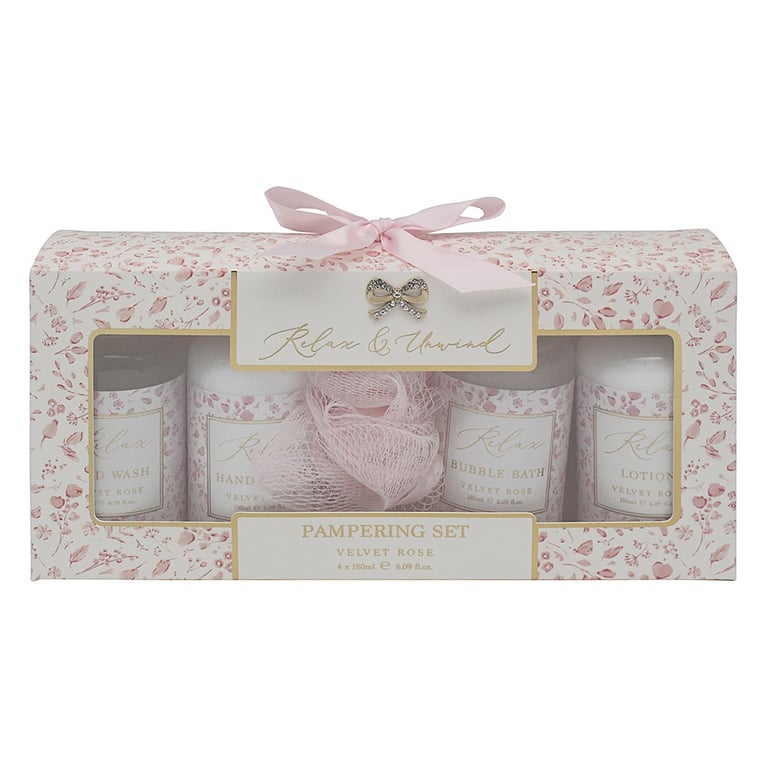 Velvet Rose Luxury Self-Care Kit - Home Spa Pampering Set with Rose Scented Skincare Products