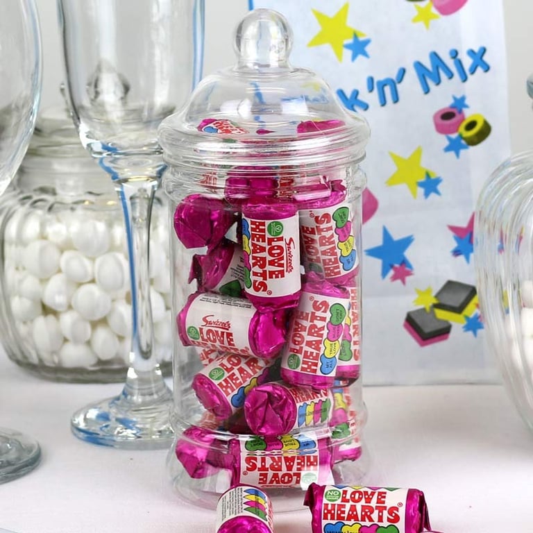 Love Hearts Candy Jar - Heart Shaped Desk Decor and Kitchen Accent Piece