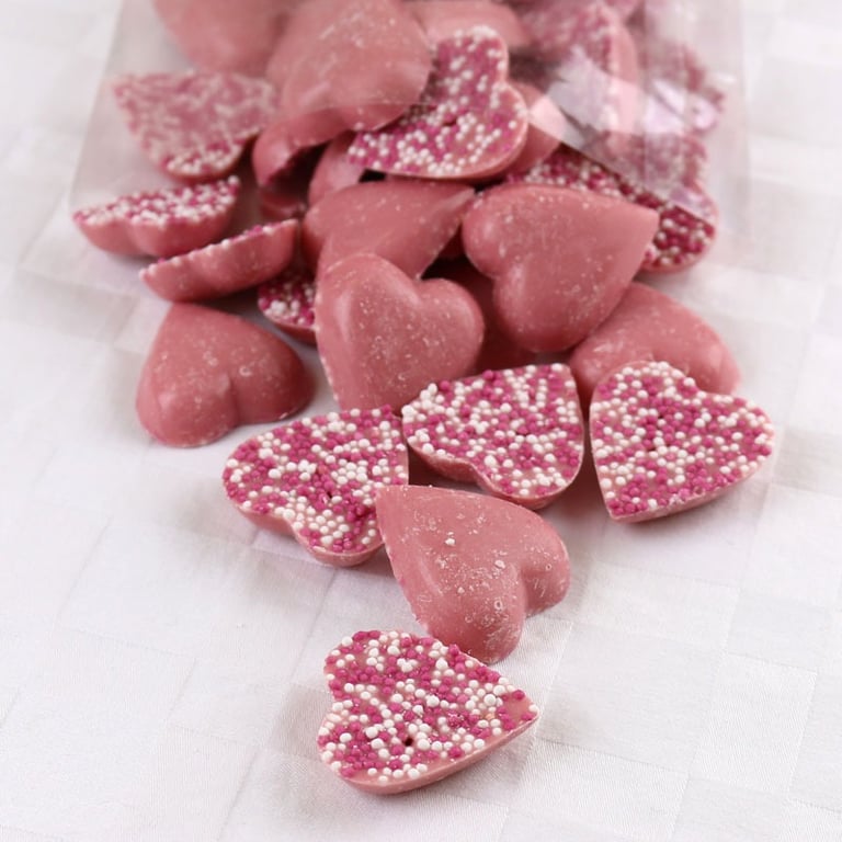 Pink Heart Sweets with Sprinkles 500g - Delicious Heart Shaped Treats with Colourful Sprinkles Candy