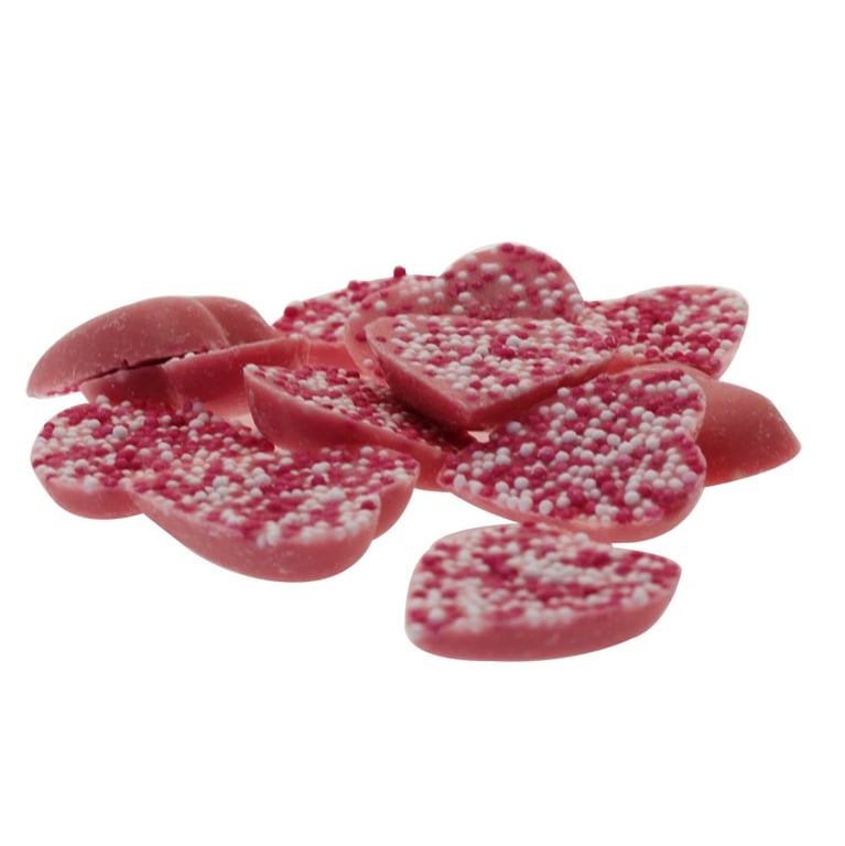 Pink Heart Sweets with Sprinkles 500g - Delicious Heart Shaped Treats with Colourful Sprinkles Candy