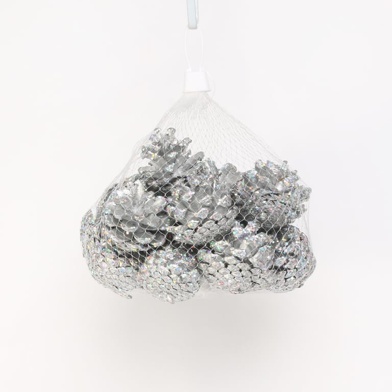 Silver Pinecones - 250g Set of Ornamental Decorations for Home & Garden, Perfect for Winter Holiday Season