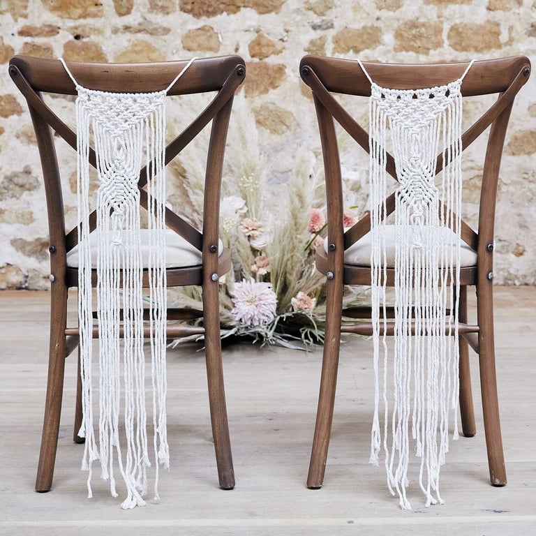 Macrame Wedding Chair Decorations - Boho Macrame Wall Hanging & Indoor Plantscape Home Decor