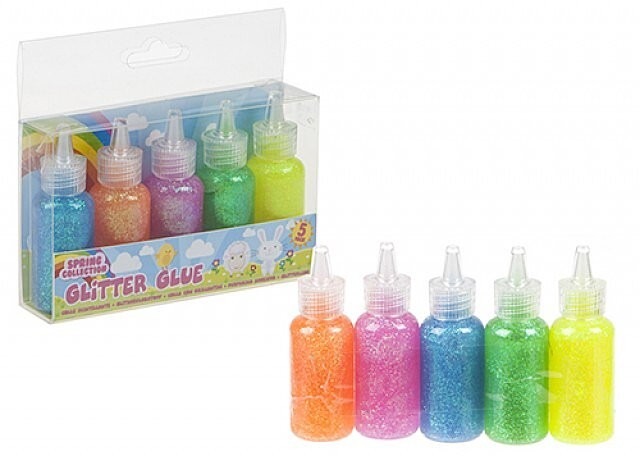 Pastel Glitter Glue Pots - 5-Pack Decorating Craft Supplies Set