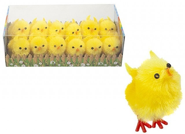 4cm Chenille Yellow Chick Soft Toy Pack of 12 Home Decor Chick Figurine
