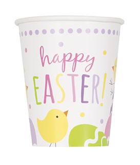 Cute Easter Cups 9oz Pastel Egg Theme Decorations Set - Spring Party Supplies