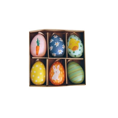 Easter Tree Egg Decorations - Pack of 6 Spring Holiday Ornaments for Home Decoration