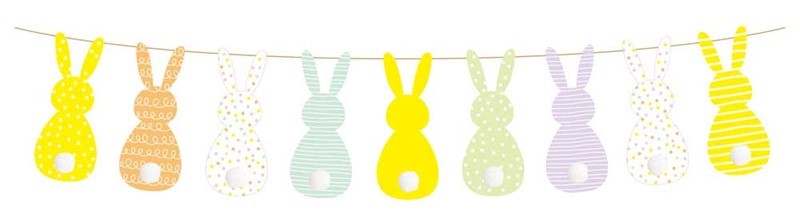 Easter Bunny Bunting - 2 Metre Long Home Decor Easter Decoration Banner