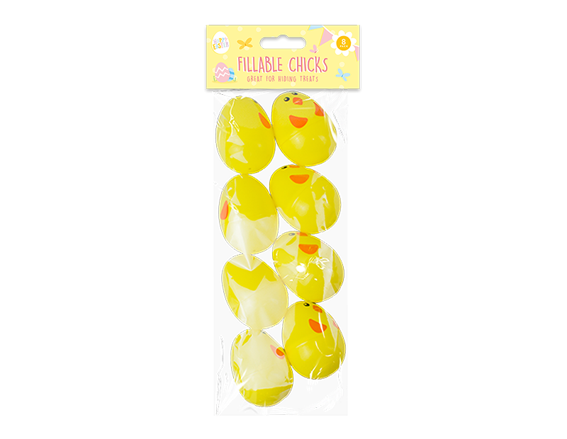 Easter Chick Fillable Eggs (8 Pack) - Decorate Your Home with Reusable Easter Egg Supplies