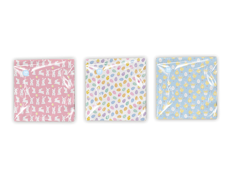 Easter Printed Paper Napkins (Pack of 20 Assorted Designs) - Easter Table Settings & Party Supplies