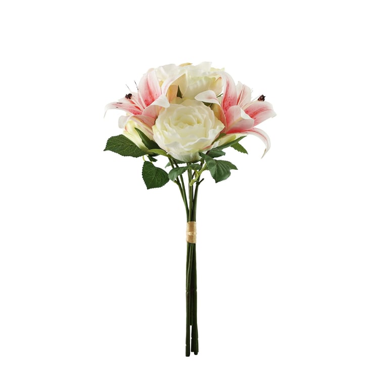 Essential Cream/Pink Lily Mix Bouquet - Timeless Floral Arrangement for Home Decor and Beauty Essentials