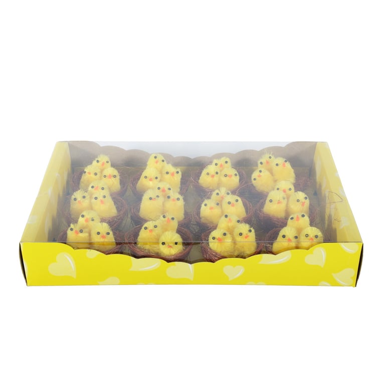 Chick Display Tray - Pack of 12 Chicks in Nest (5cm)
