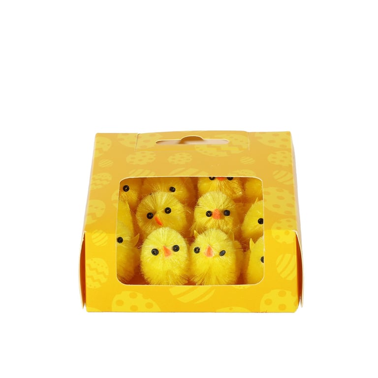 Easter Chicks Display Box - Pack of 12 Spring Decorations for Home Garden