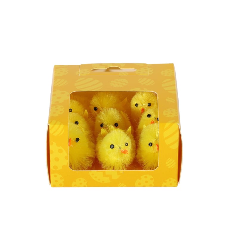 Easter Chicks in Display Box - Pack of 9 Farmhouse Easter Decorations