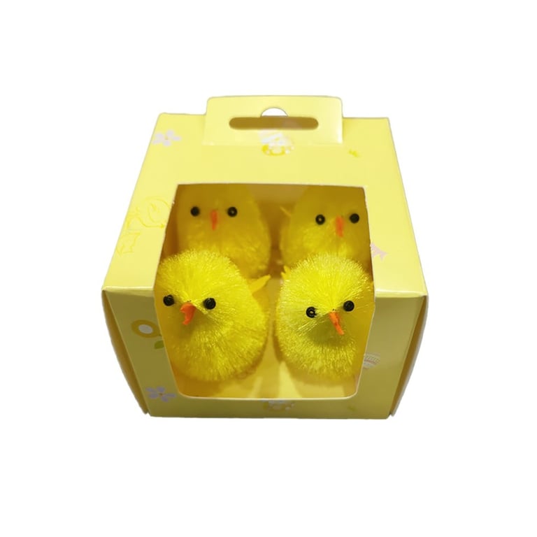 Easter Chicks Display Box Pack of 4 - Spring Garden Decorations and Easter Gifts