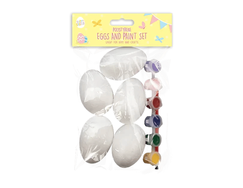 Polystyrene Eggs & Paint Set - Arts and Crafts Materials for DIY Home Decorations