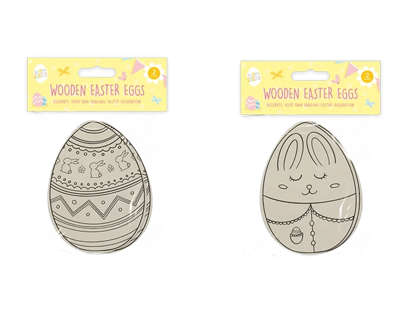 Wooden Hanging Easter Egg Ornaments - Pack of 2, Home Decor Easter Decorations