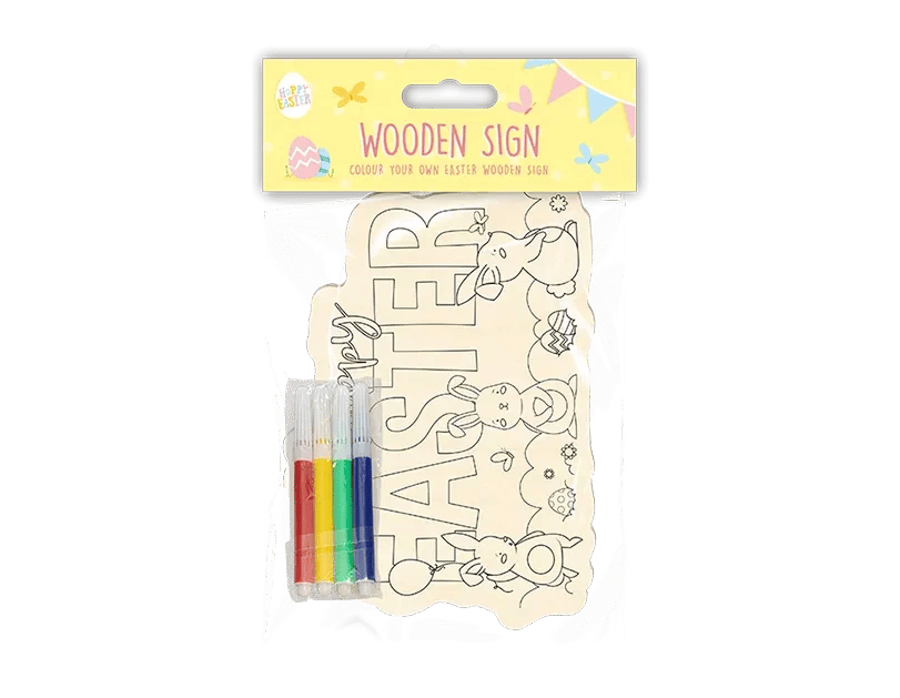 Colour Your Own Wooden Easter Sign - Personalized DIY Home Decor Decoration
