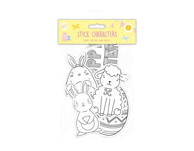 Easter Stick Characters - Pack of 5 Fun Springtime Decorations for Kids Home Decoration