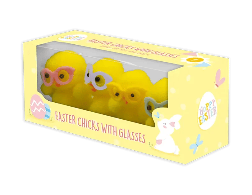 Easter Chicks With Glasses - Pack of 4 Adorable Springtime Decorations