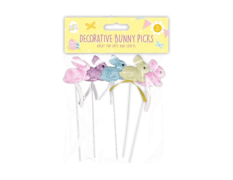 Mini Bunny Decorative Picks - Set of 5 Adorable Home Decor Accents for Easter and Spring