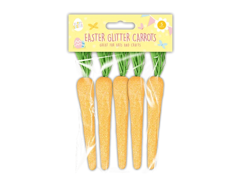 Easter Glitter Carrots - Pack of 5 Decorative Easter Home Accents