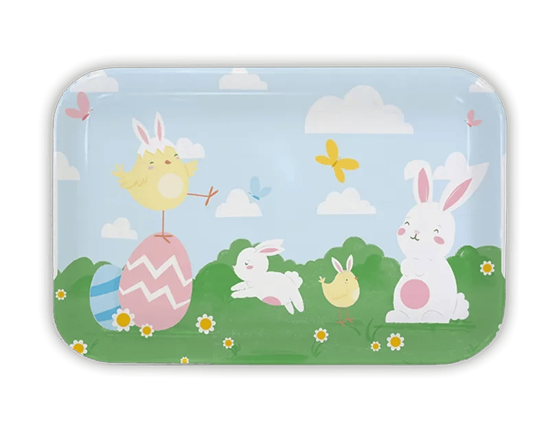 Easter Plastic Serving Tray - Spring Holiday Food and Decor Display Tray