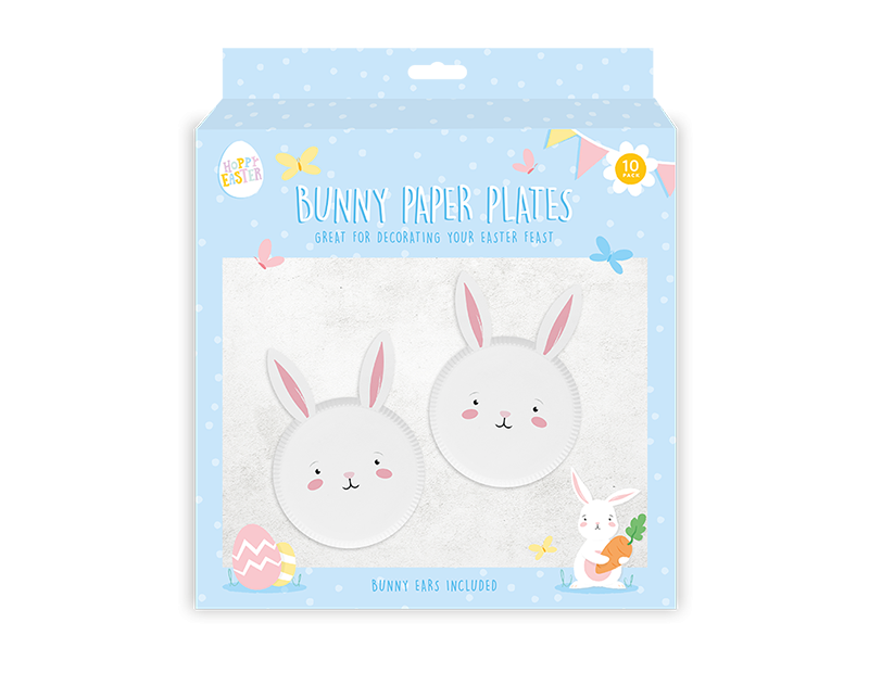 Easter Bunny Paper Plates with Attachable Ears - Perfect for Easter Party Supplies and Decorations