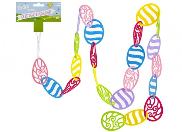 Felt Easter Egg Garland - 150cm Long Spring Home Decor Decoration
