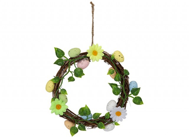 Easter Egg Wreath 18cm - Spring Decorative Easter Home Decoration