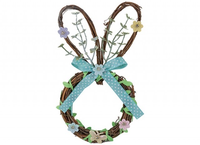 Bunny Head Wreath Decoration - Springtime Garden and Home Decor Easter Decoration