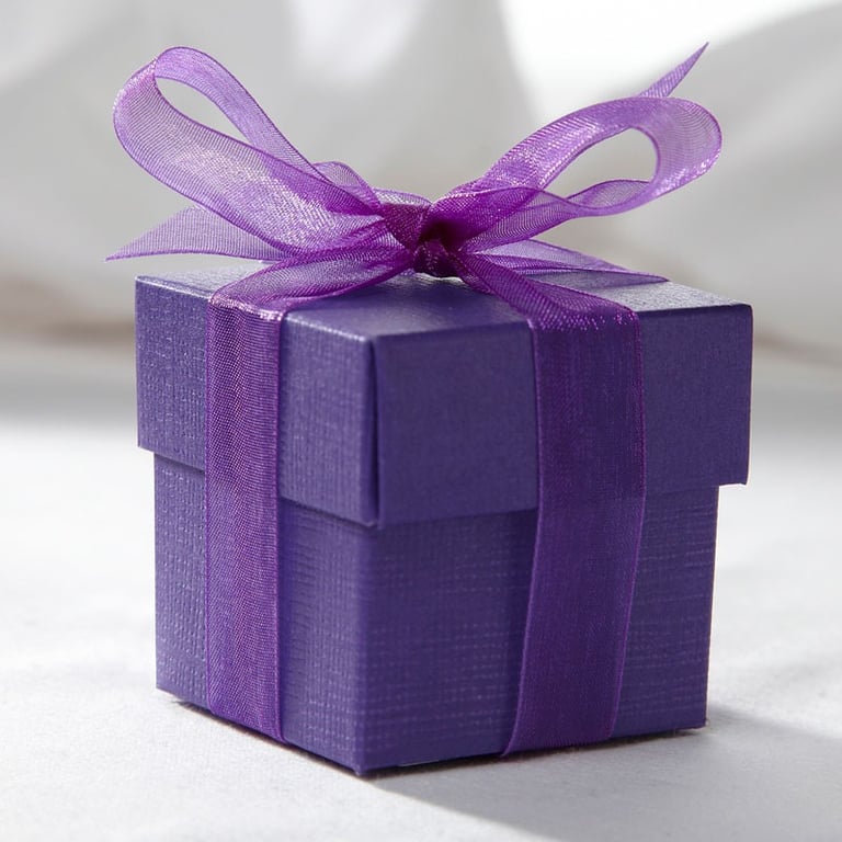 Purple Square Favor Box & Lid - Elegant Wedding Party Favour Gift Container