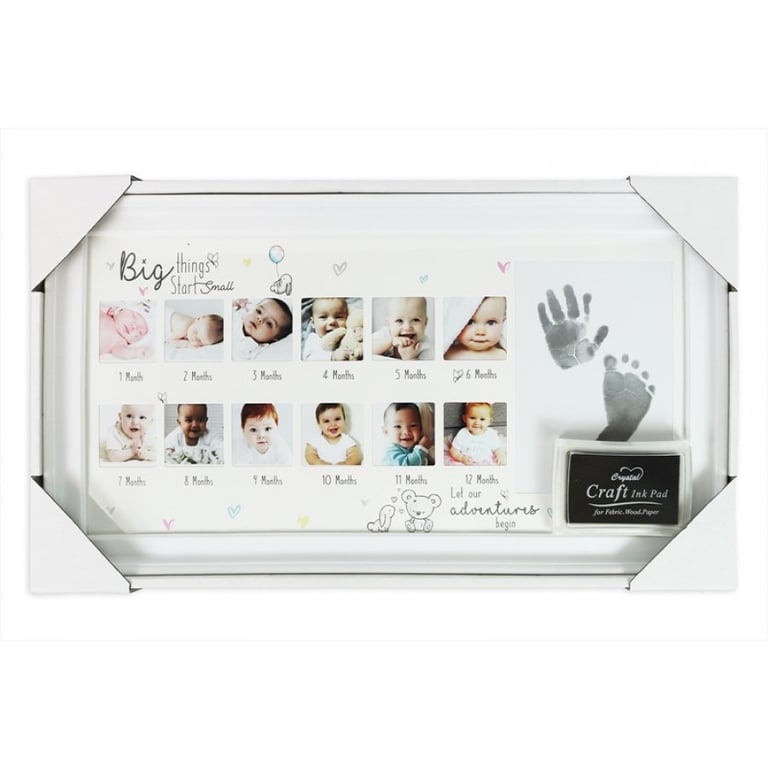 Hugs & Kisses My First Year Keepsake Photo Frame - Cherish Newborn Milestone Memories Forever