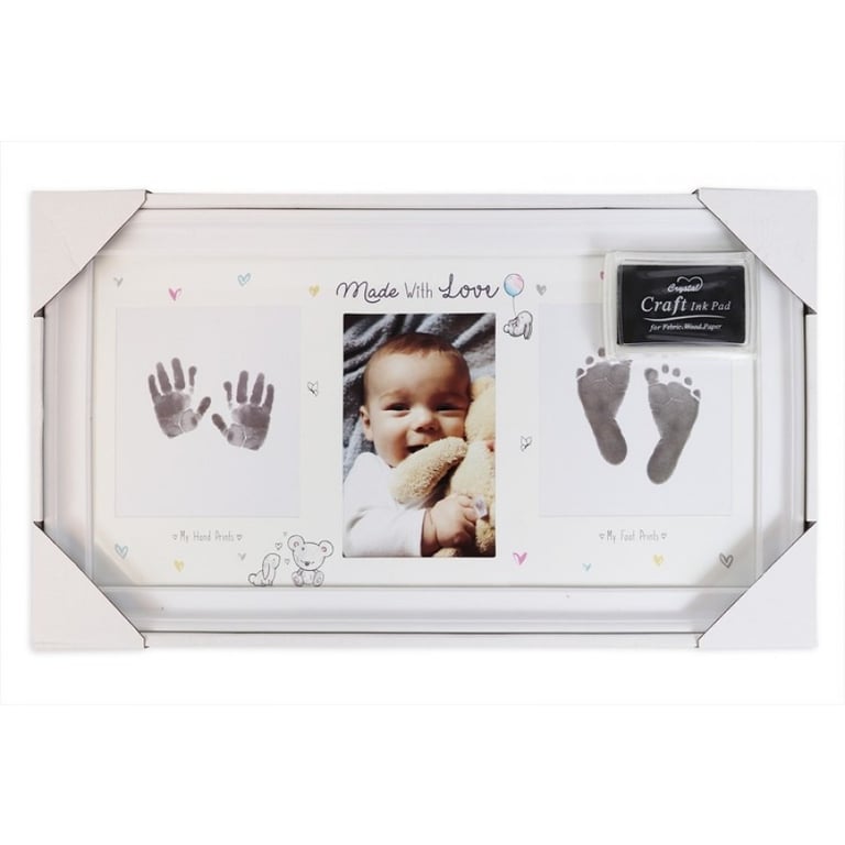 Hugs & Kisses Hand & Foot Print Photo Frame - Personalized Baby Keepsake